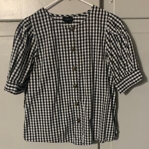 Black & White Gingham Button-Front Top